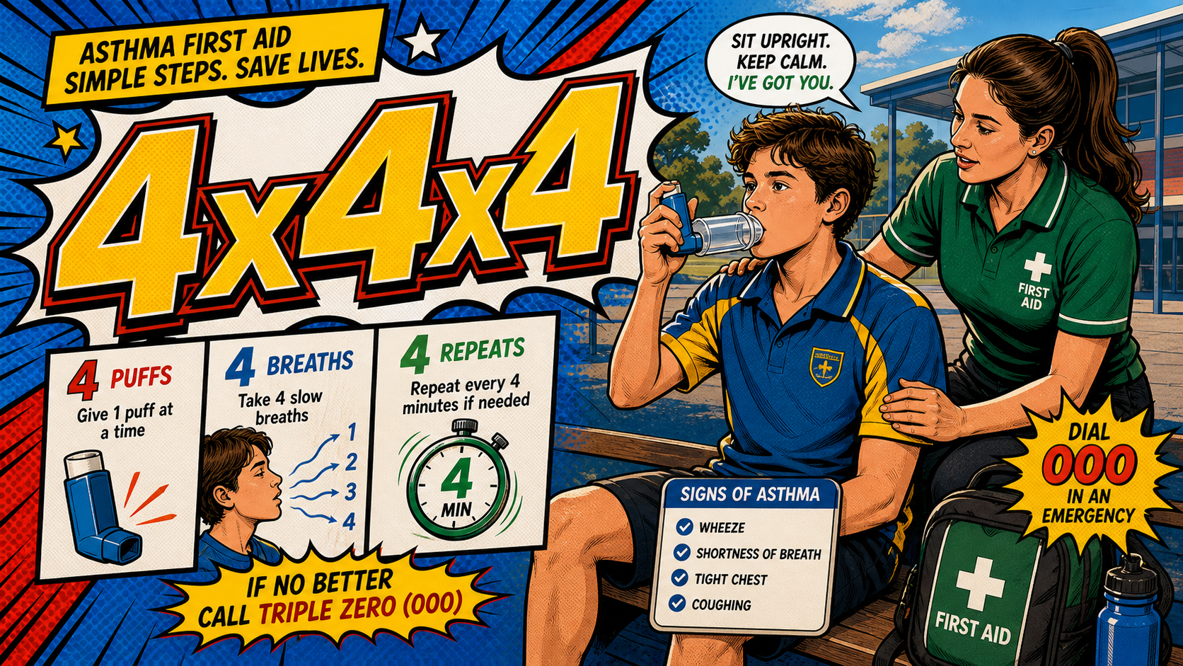 4x4x4 first aid acronym visual guide