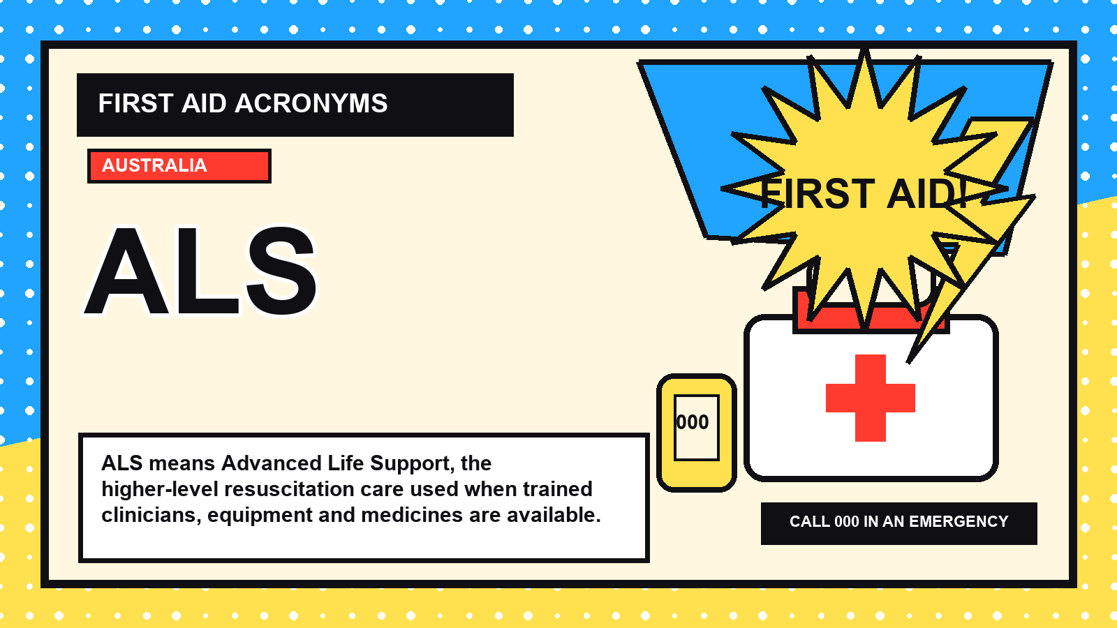 ALS first aid acronym visual guide