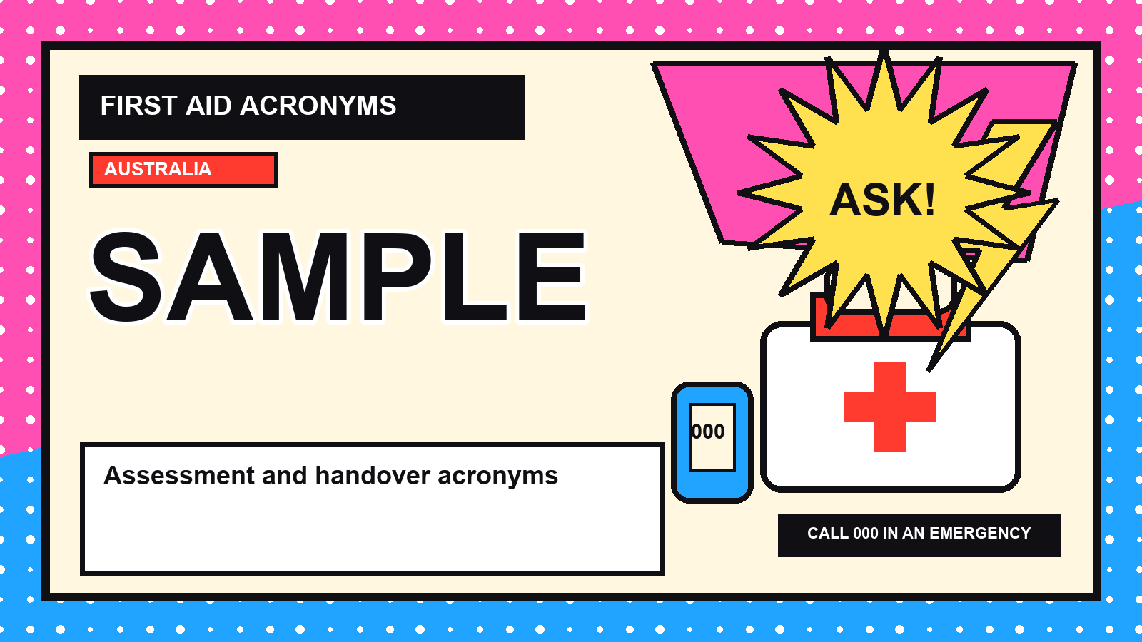 Assessment and handover first aid acronyms visual guide
