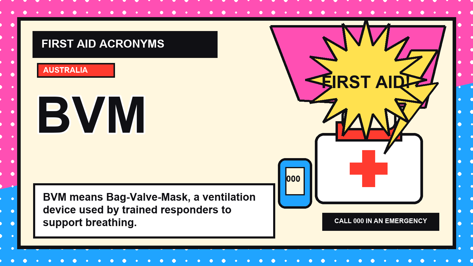 BVM first aid acronym visual guide
