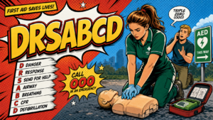 DRSABCD first aid acronym visual guide