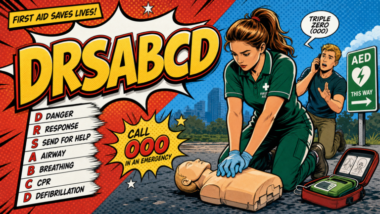 DRSABCD first aid acronym visual guide