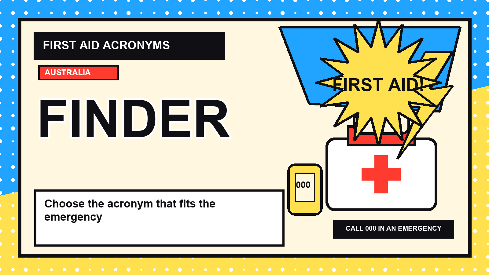 First aid acronym finder visual guide