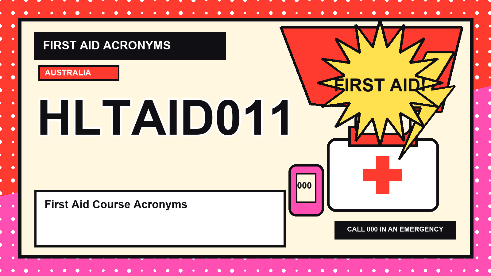 First aid course acronyms visual guide
