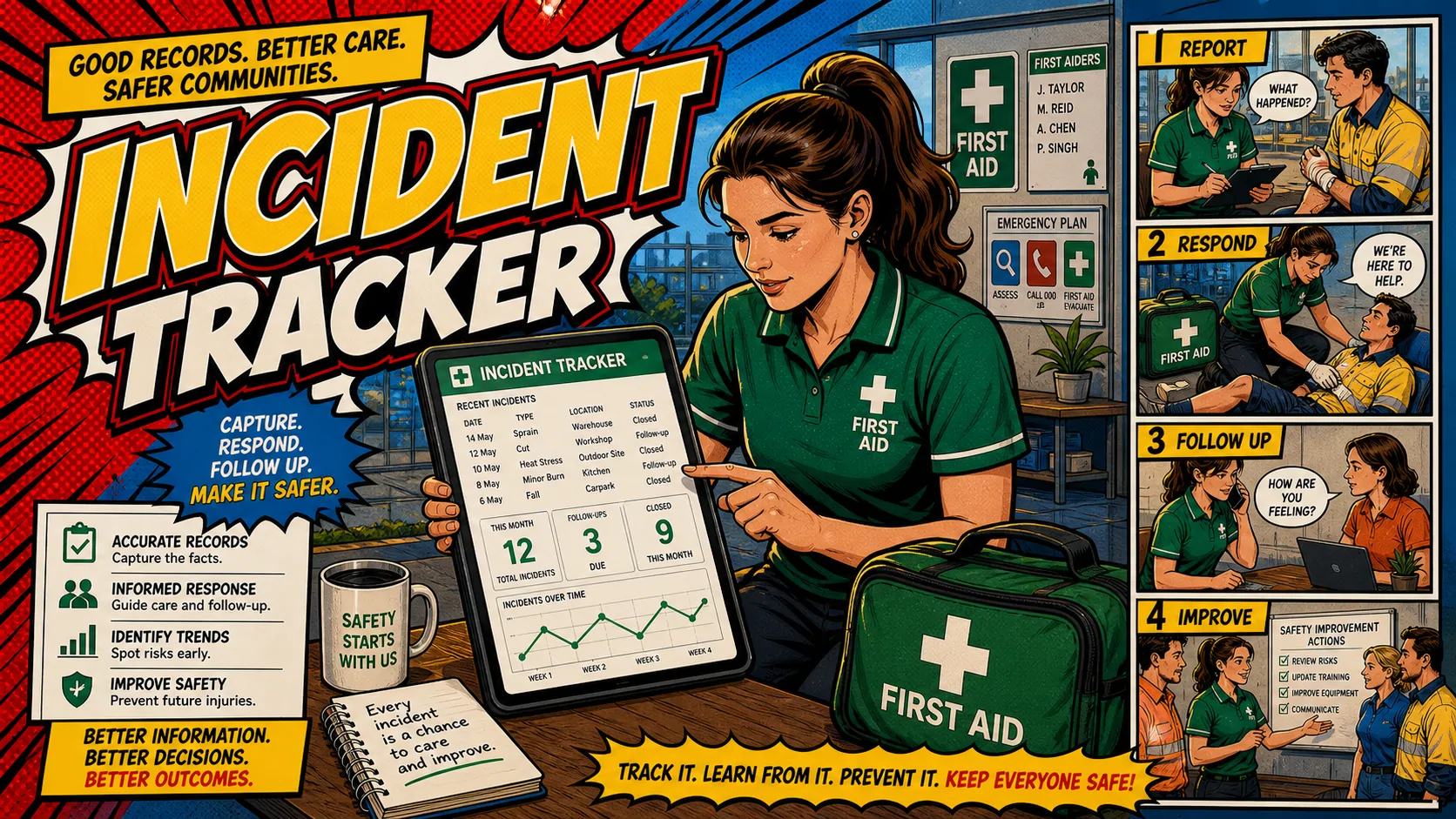 First Aid Incident Tracker visual guide