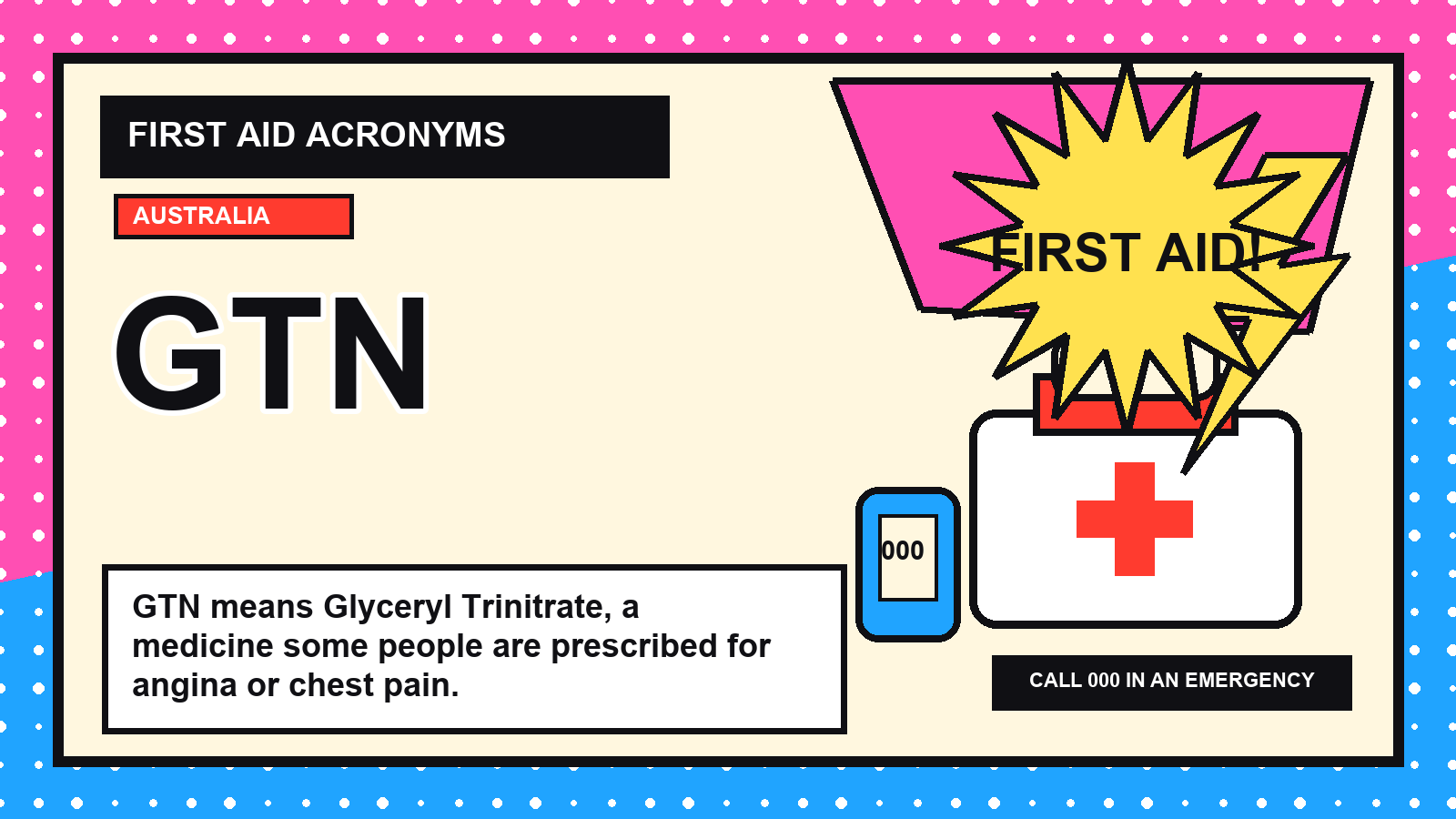 GTN first aid acronym visual guide