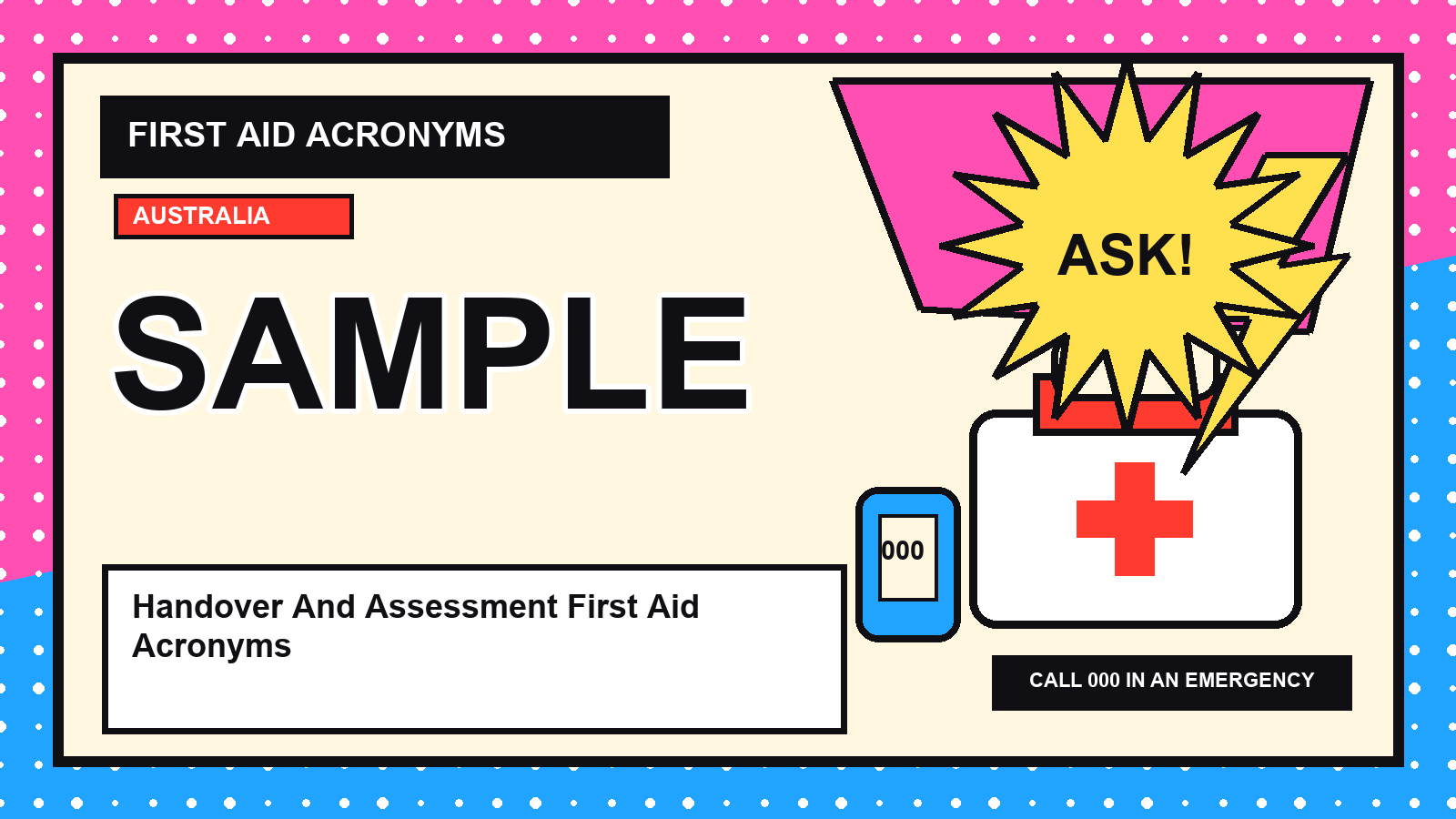Handover and assessment first aid acronyms visual guide