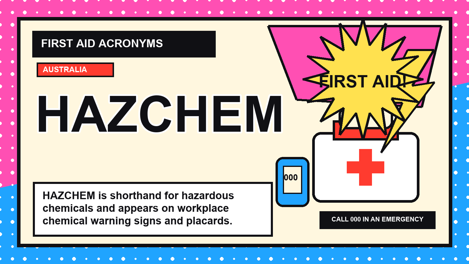 HAZCHEM first aid acronym visual guide