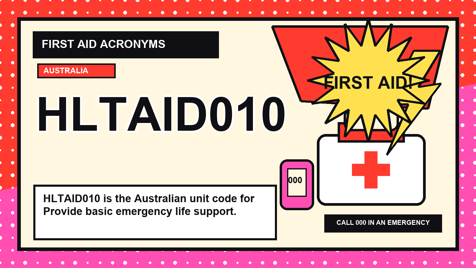 HLTAID010 first aid acronym visual guide
