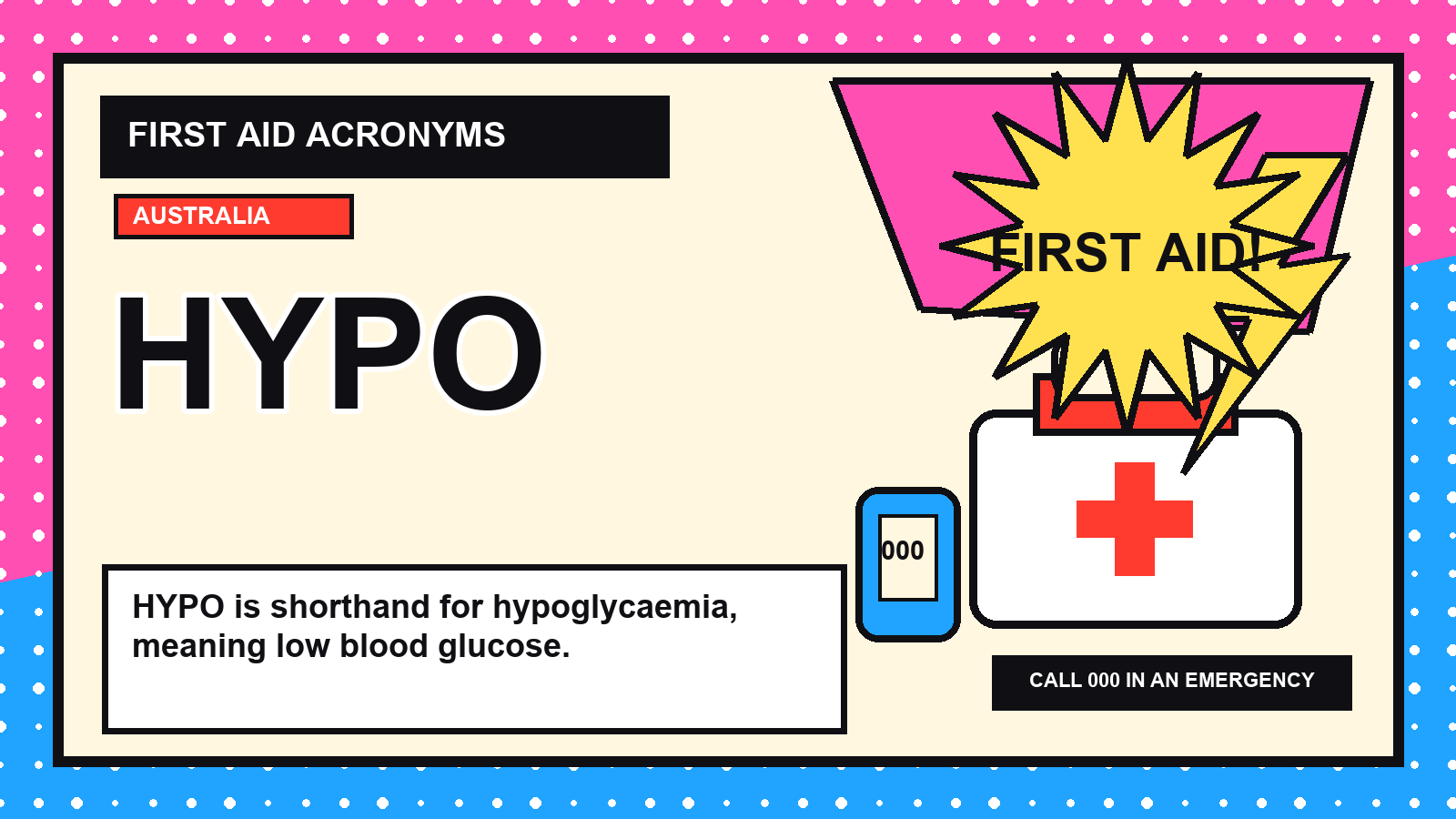 HYPO first aid acronym visual guide