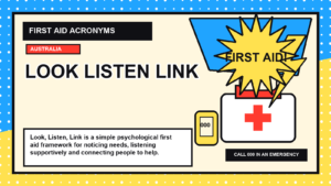 LOOK LISTEN LINK first aid acronym visual guide