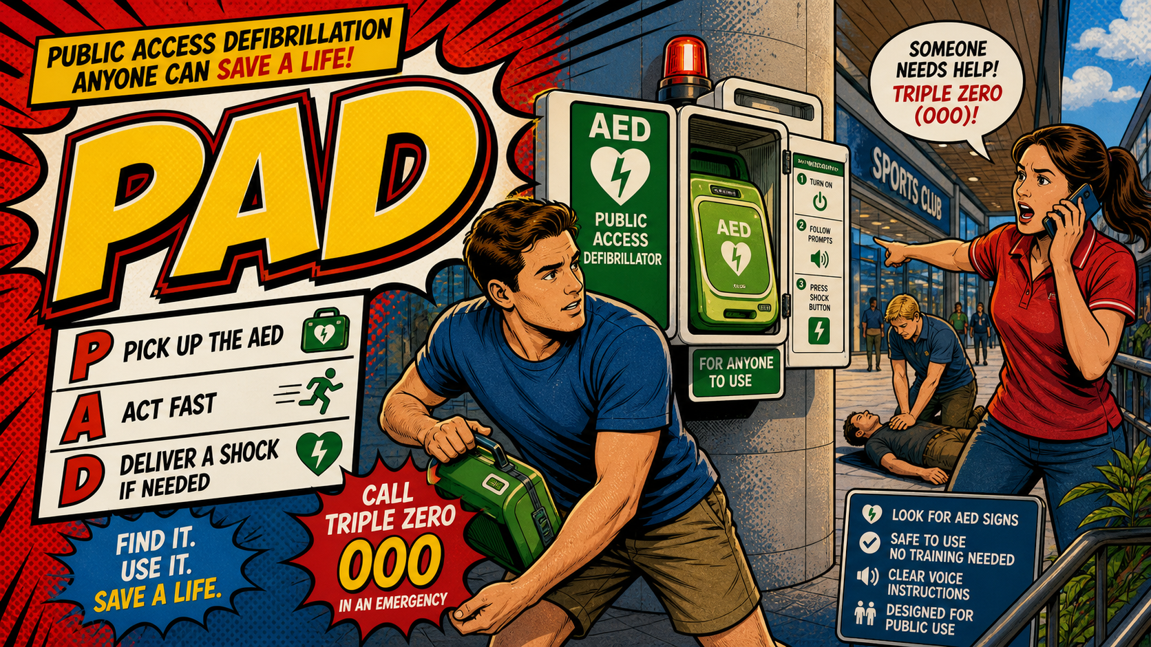 PAD first aid acronym visual guide