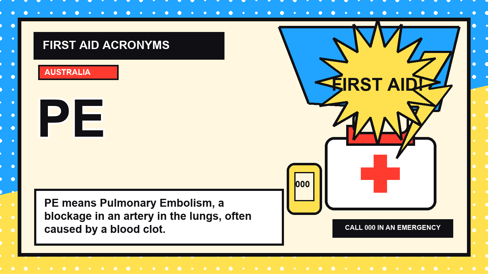 PE first aid acronym visual guide