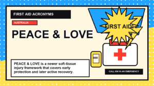 PEACE & LOVE first aid acronym visual guide