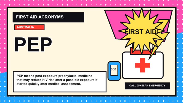 PEP first aid acronym visual guide