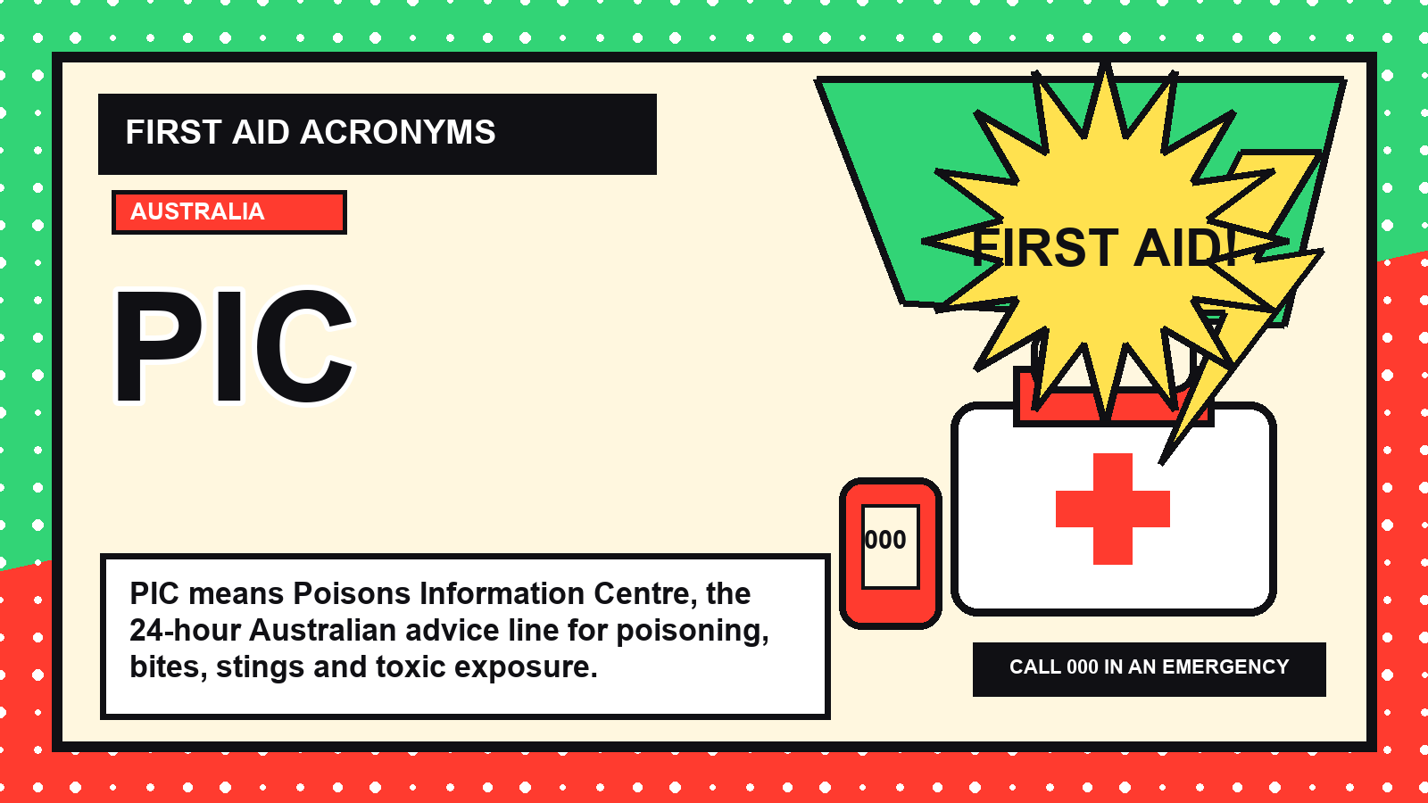 PIC first aid acronym visual guide