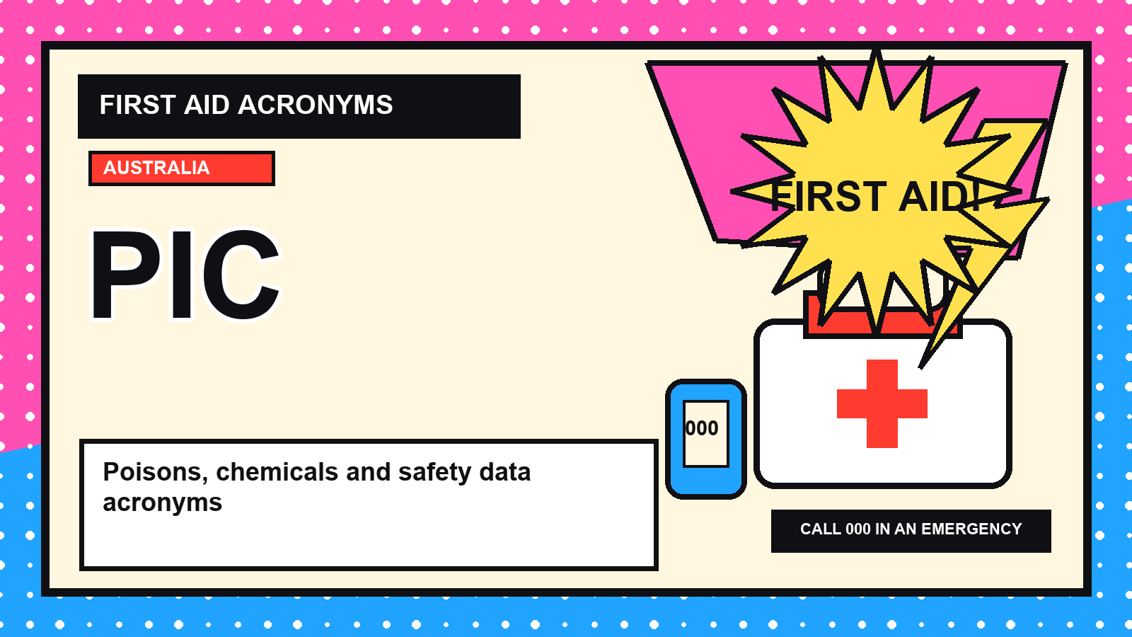 Poisons and chemical first aid acronyms visual guide