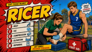 RICER first aid acronym visual guide