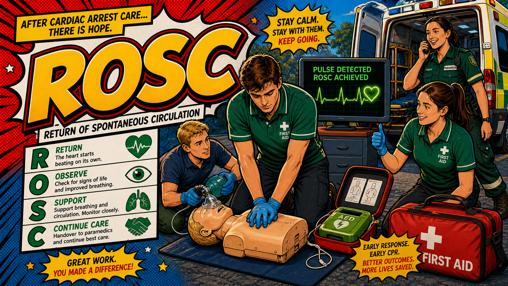 ROSC first aid acronym visual guide