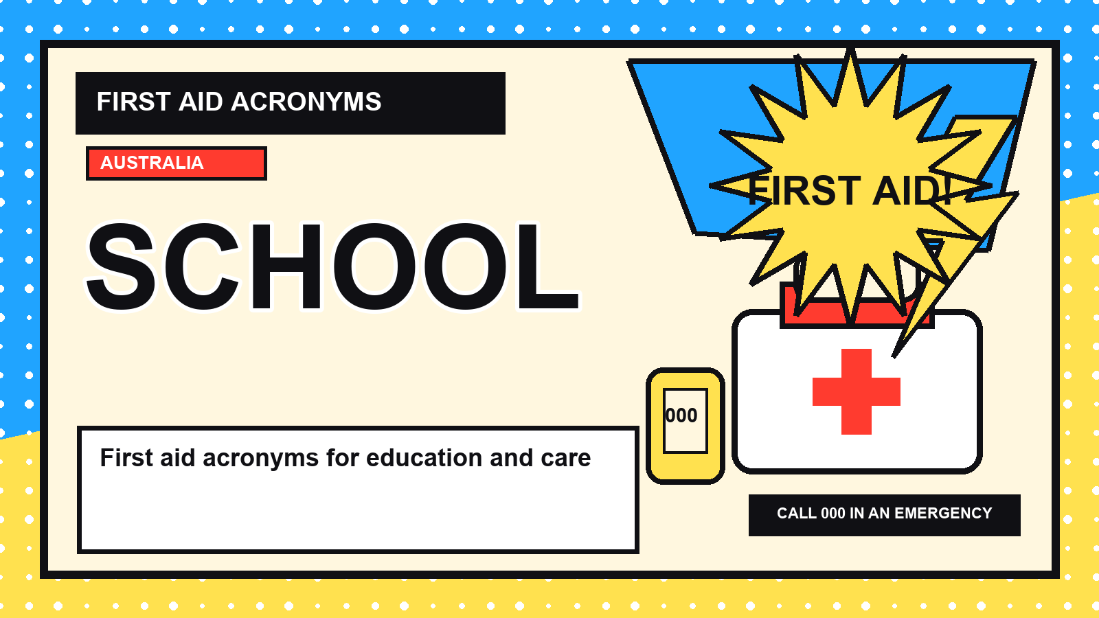 School and childcare first aid acronyms visual guide